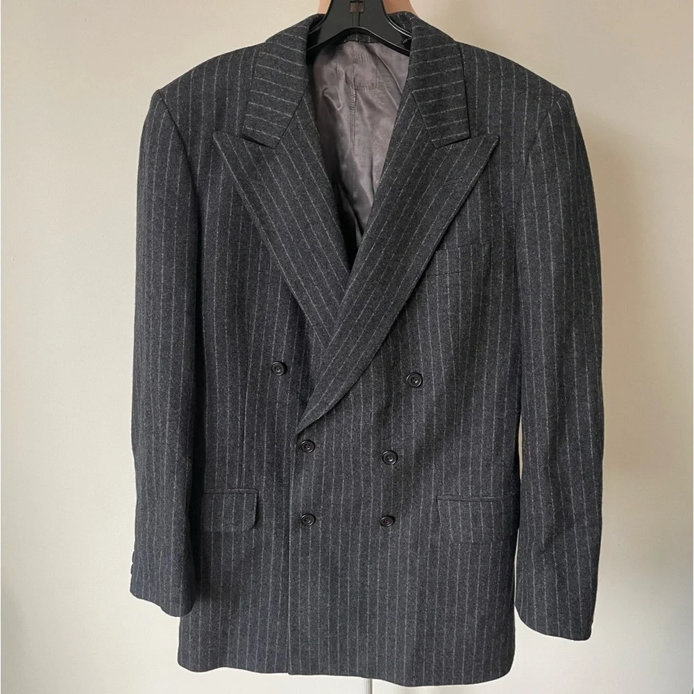 Hackett London Bergdorf Goodman Wool Gray Pinstripe Suit Jacket Blazer EUC 40L